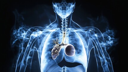 X-ray of the thoracic cavity, focusing on the heart and lungs.