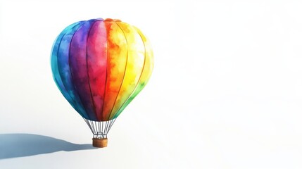 3D Watercolor Rainbow Hot Air Balloon Floating in the Sky -  Image Download