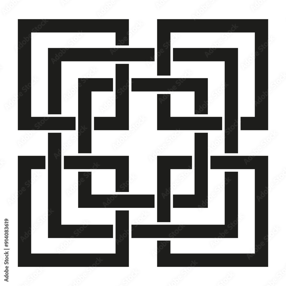 Aufkleber geometric maze pattern. black rectangular lines. abstract labyrinth design. vector illustration.