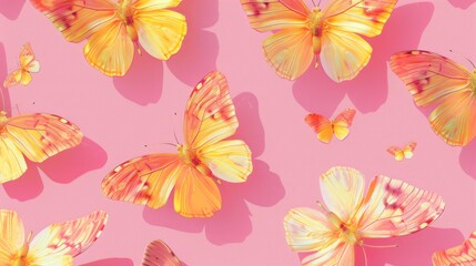 Fototapeta premium Pink cute butterfly.