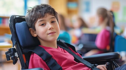 An inclusive education setting where students of different abilities learn together, supported by adaptive learning tools and personalized instruction, highlighting the commitment to educational