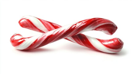 Fototapeta premium Realistic 3D Watercolor Red & White Candy Canes - Digital Clipart
