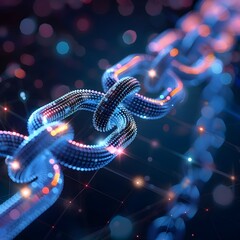 An artistic representation of blockchain technology applied in agriculture, symbolizing secure and transparent supply chain management.