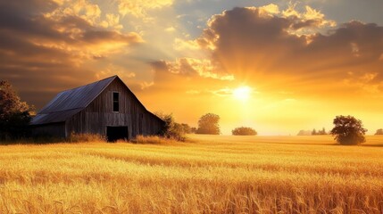 Rustic Countryside Barn Wallpaper