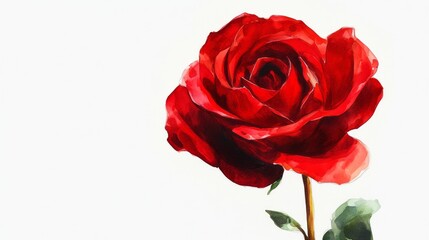 Fototapeta premium 3D Watercolor Red Rose with Bold Outlines - Isolated PNG Download