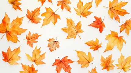 Vibrant Autumn Leaves Watercolor Illustration - Yellow & Orange 3D Design