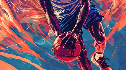 cartoon abstract illustration of a basketball player