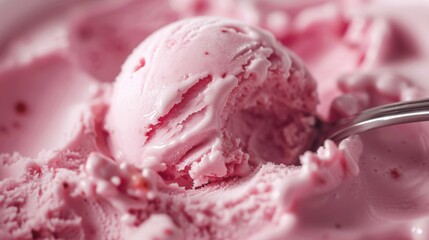Closeup view texture of tasty strawberry ice cream.