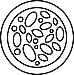 Round plate with seeds icon thin line for web and mobile, modern minimalist style vector illustration