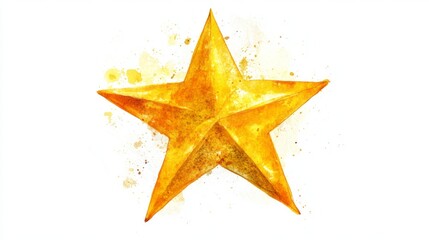Obraz premium 3D Watercolor Yellow Star with Bold Outlines - Stock Image
