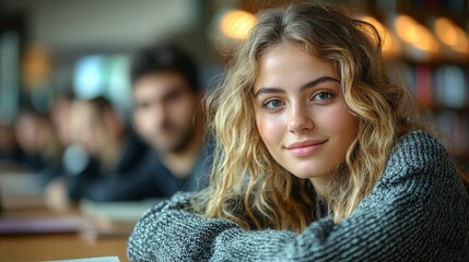 Friends Engaged in Collaborative Study Session at Library Table During Daytime