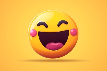 Fototapeta premium Happy Emoticon Smiling Brightly - Vibrant Emoji Character Illustration with Positive Expression
