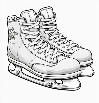white ice skates drawing clip art preview