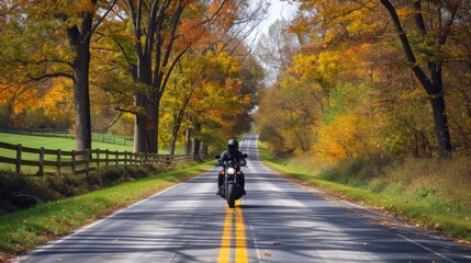 Motorbike Travel Through Picturesque Rural Setting