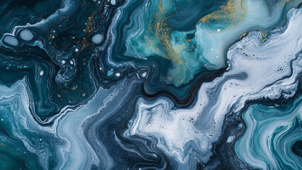 Beautiful Abstract Marble Background in Blue and Green