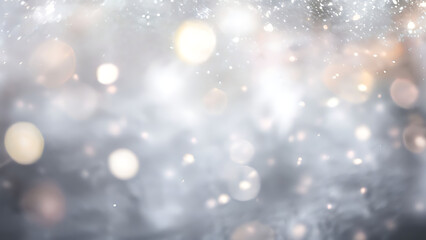 Festive Bokeh Background with Light Glow White Blur Effect for Party Celebration and Holiday Texture.