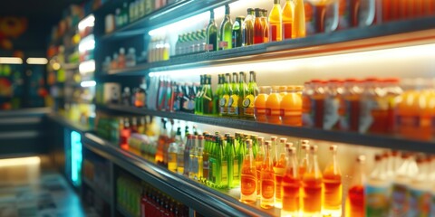 Supermarket Shelf with Well-Arranged Items
