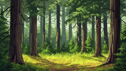 Forest of Majestic Firs and Pines with Needle-Laden Ground