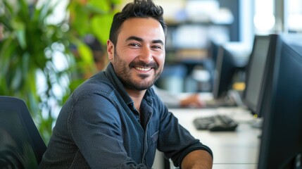 Naklejka premium Positive Professional in Modern Office Setting