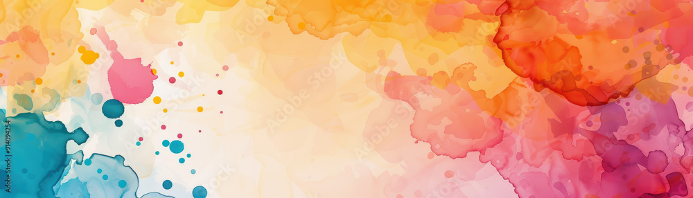 Poster vivid abstract watercolor background with splashes of bright colors creating a warm and dynamic comp