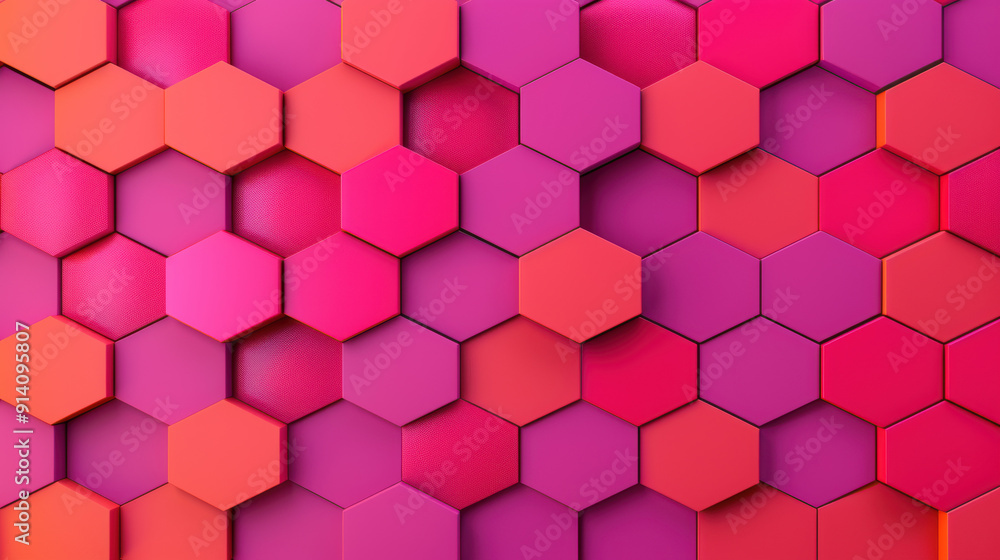 Aufkleber vivid pink and red hexagonal pattern, creating an abstract geometric background with a dynamic and m