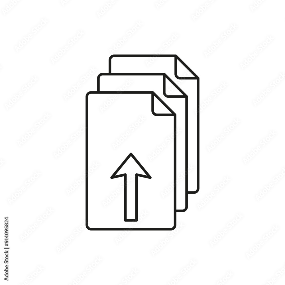 Aufkleber upload document icon. vector file transfer. black and white. simple outline design.