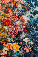 Fototapeta premium Dynamic Interplay in Layered Opaque Forms: A Vibrant Collage of Color, Texture, and Depth in Harmonious Motion