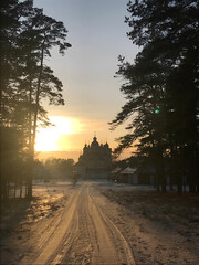 sunset over the ortodox church