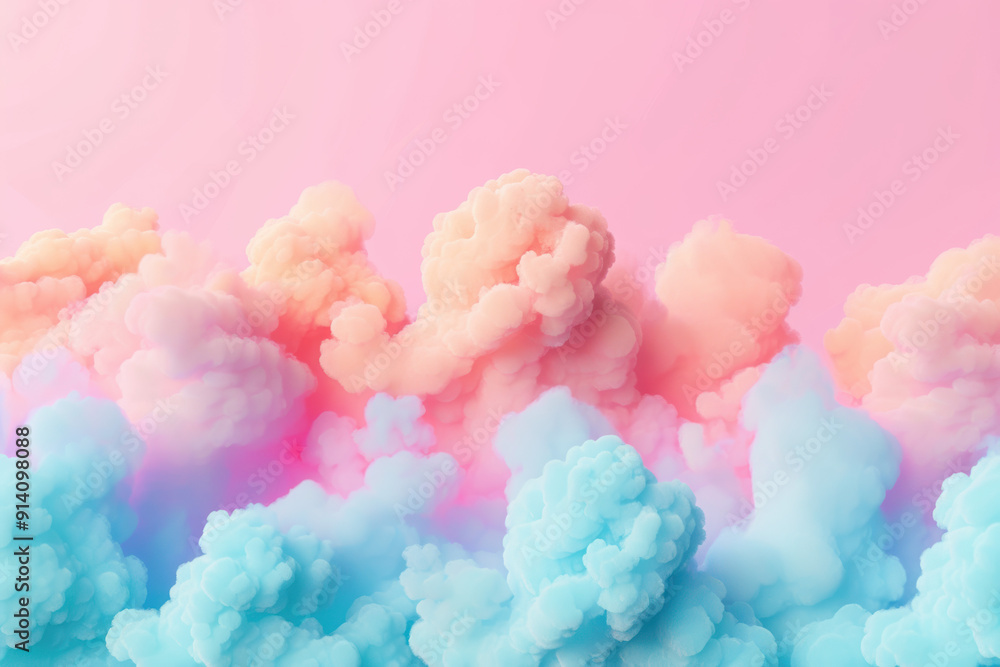 Poster a captivating blend of soft pastel clouds in a dreamy sky. the serene and colorful atmosphere convey