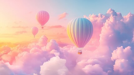 Fototapeta premium Whimsical Hot Air Balloons Wallpaper