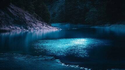 Naklejka premium Serene Lake Reflections: A Tranquil Waterscape