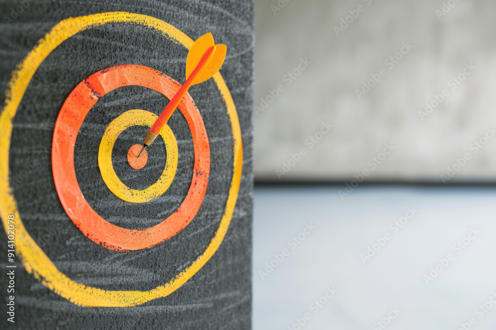 Poster close-up of an arrow hitting the bullseye on a target, representing precision and success in a minim