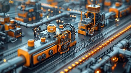 Fototapeta premium Industrial Machine 3D Illustration - Close Up View