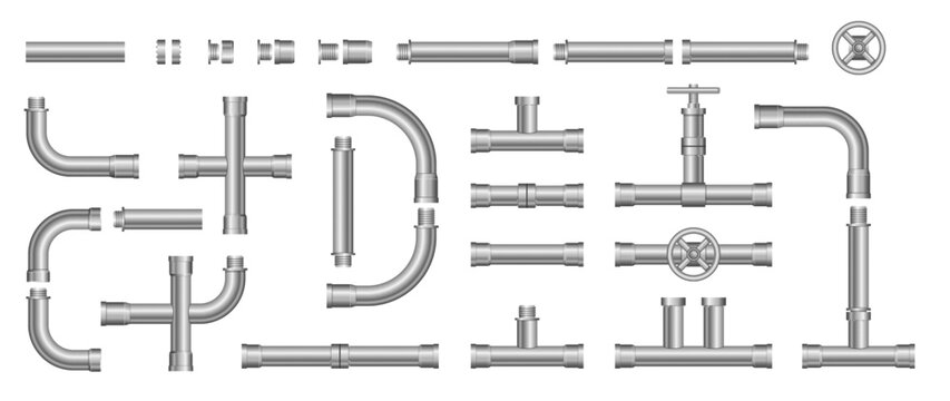 Metallic pipes, plumbing fittings. Oil refinery industry pipeline