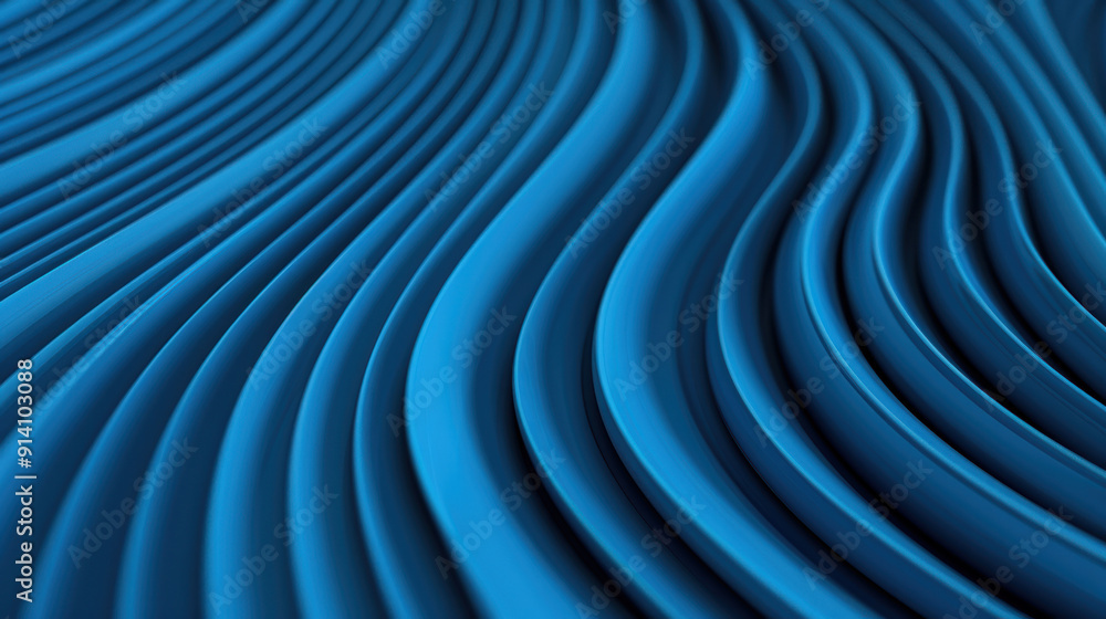 Poster abstract blue background featuring smooth, wavy lines creating a dynamic and modern pattern, perfect