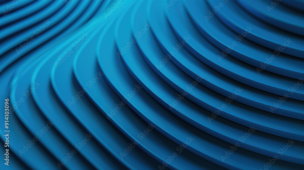Poster modern blue abstract background with curved wave patterns and three-dimensional lines creating a dyn
