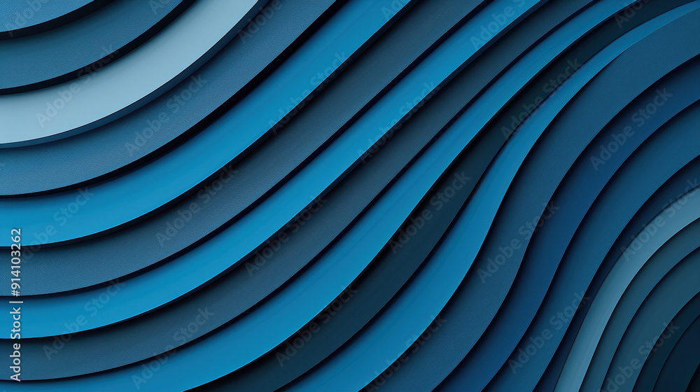 Poster abstract layered blue waves in a modern design, perfect for backgrounds, presentations, and creative