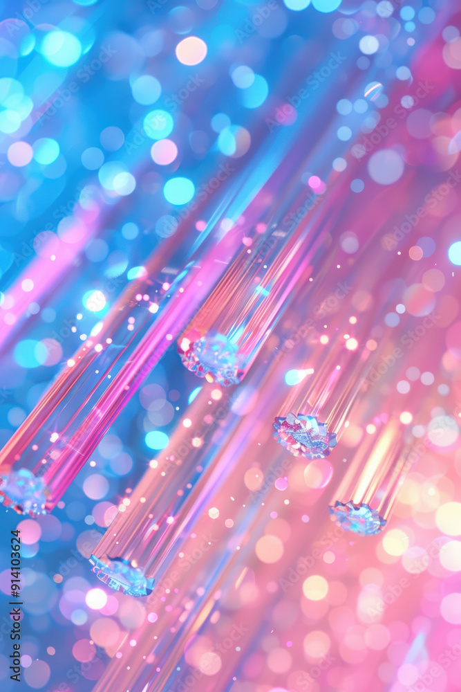 Poster abstract colorful background with blurred and bokeh light effects, featuring flowing lines and shimm