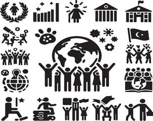 Fototapeta premium international youth day icon silhouette vector style with white background 