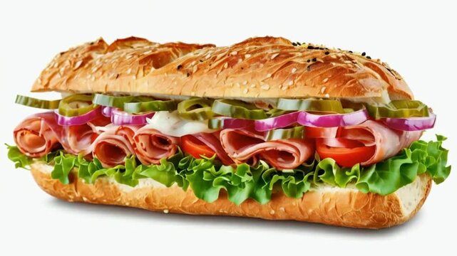 sandwich with ham and vegetables