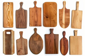 Set of cutting boards in different angles on white background Rectangle shape chopping board