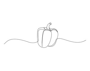 One continuous line drawing paprika vegetable. Paprika single line illustration.