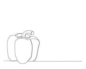 One continuous line drawing paprika vegetable. Paprika single line illustration.