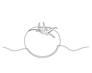 One continuous line drawing Tomato vegetable. Tomato single line illustration.