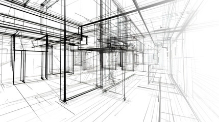 Fototapeta premium The Fascinating World of Abstract Architectural Drawings: A Blend of Creativity and Innovation. Showcasing Unconventional Designs and Inspiring Spatial Concepts.