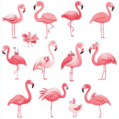 Naklejka premium The photo illustration of seamless pattern flamingo on the colorful background