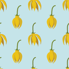 Seamless beautiful ylang-ylang flowers pattern background