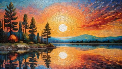 sunset on the river generative ai