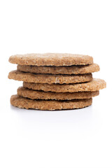 Healthy oatmeal cookies isolated on white background