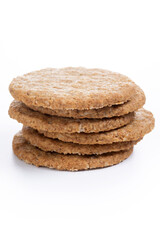 Healthy oatmeal cookies isolated on white background